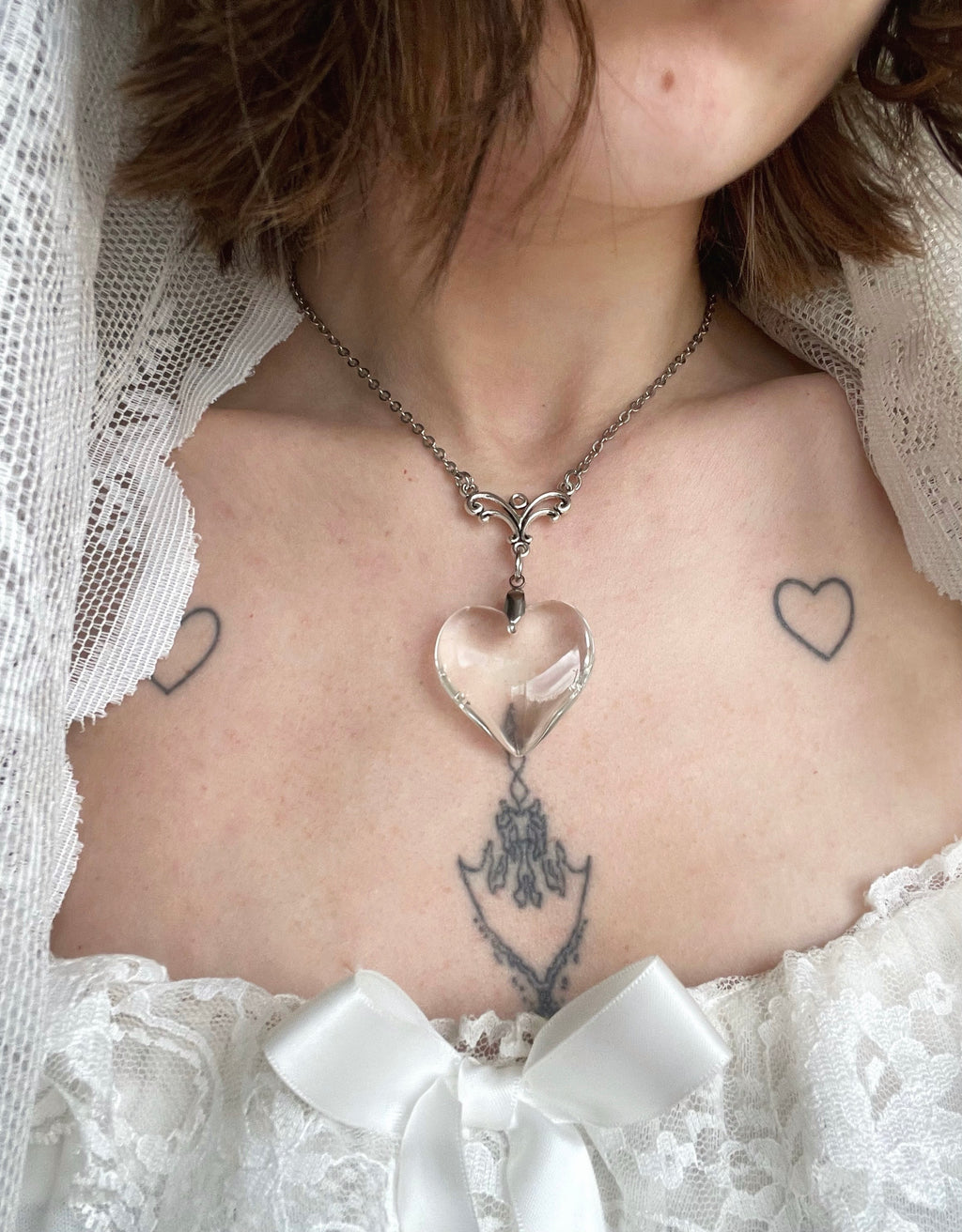 Heart of glass necklace ✦˚ ༘⋆♡｡˚