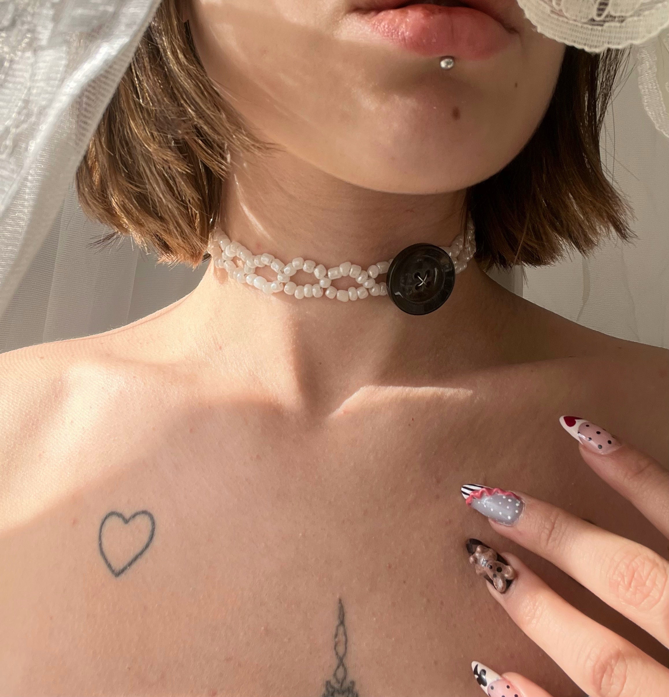 𐙚₊˚⊹♡ ✃ Laced button choker 𐙚₊˚⊹♡ ✃