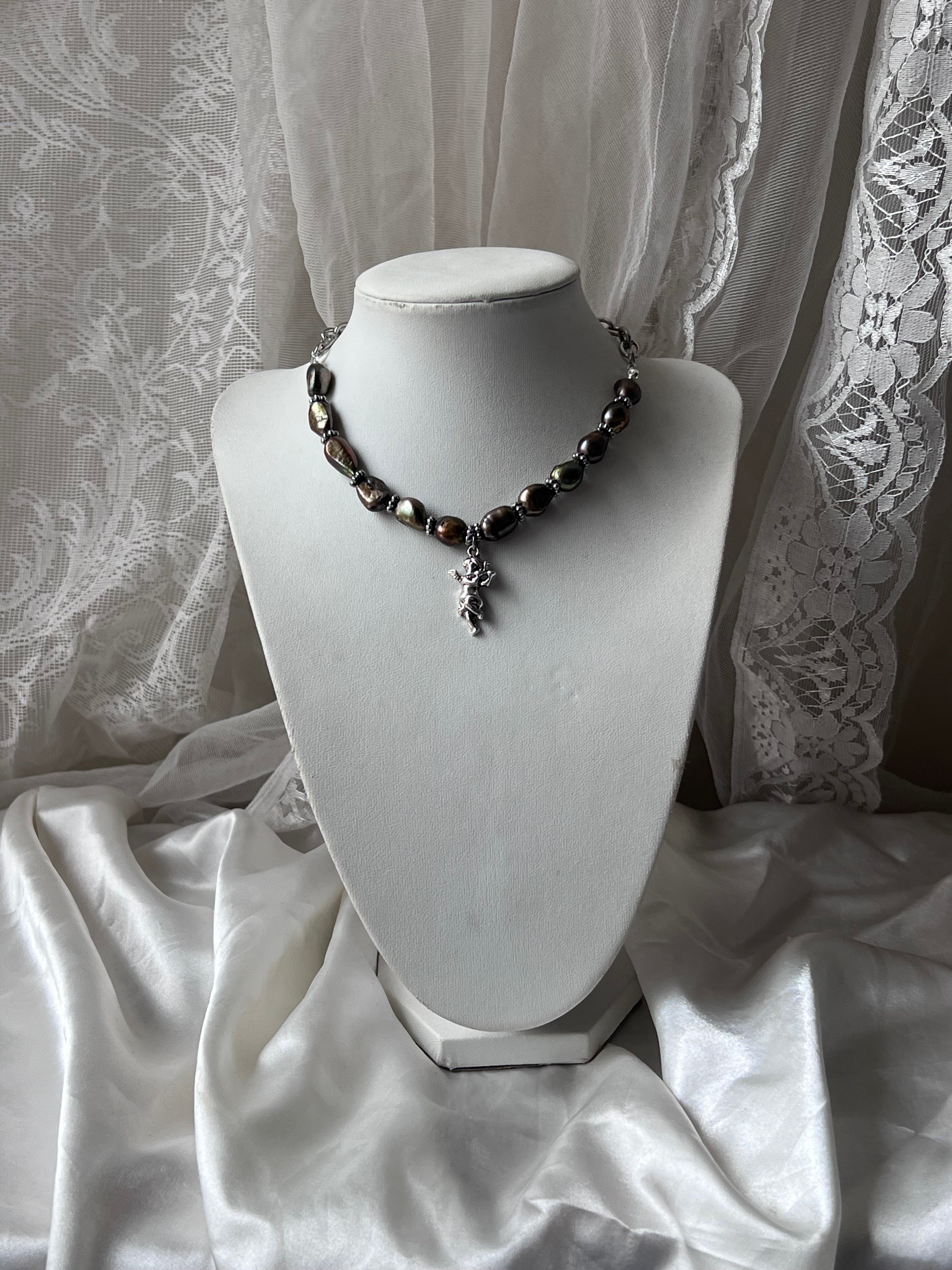 Pearl angel necklace ✦˚ ༘⋆♡｡˚