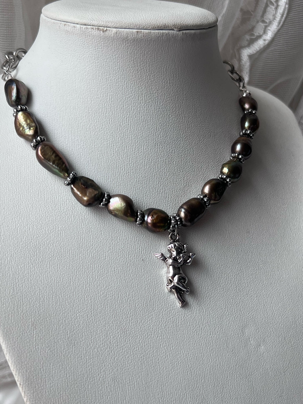 Pearl angel necklace ✦˚ ༘⋆♡｡˚