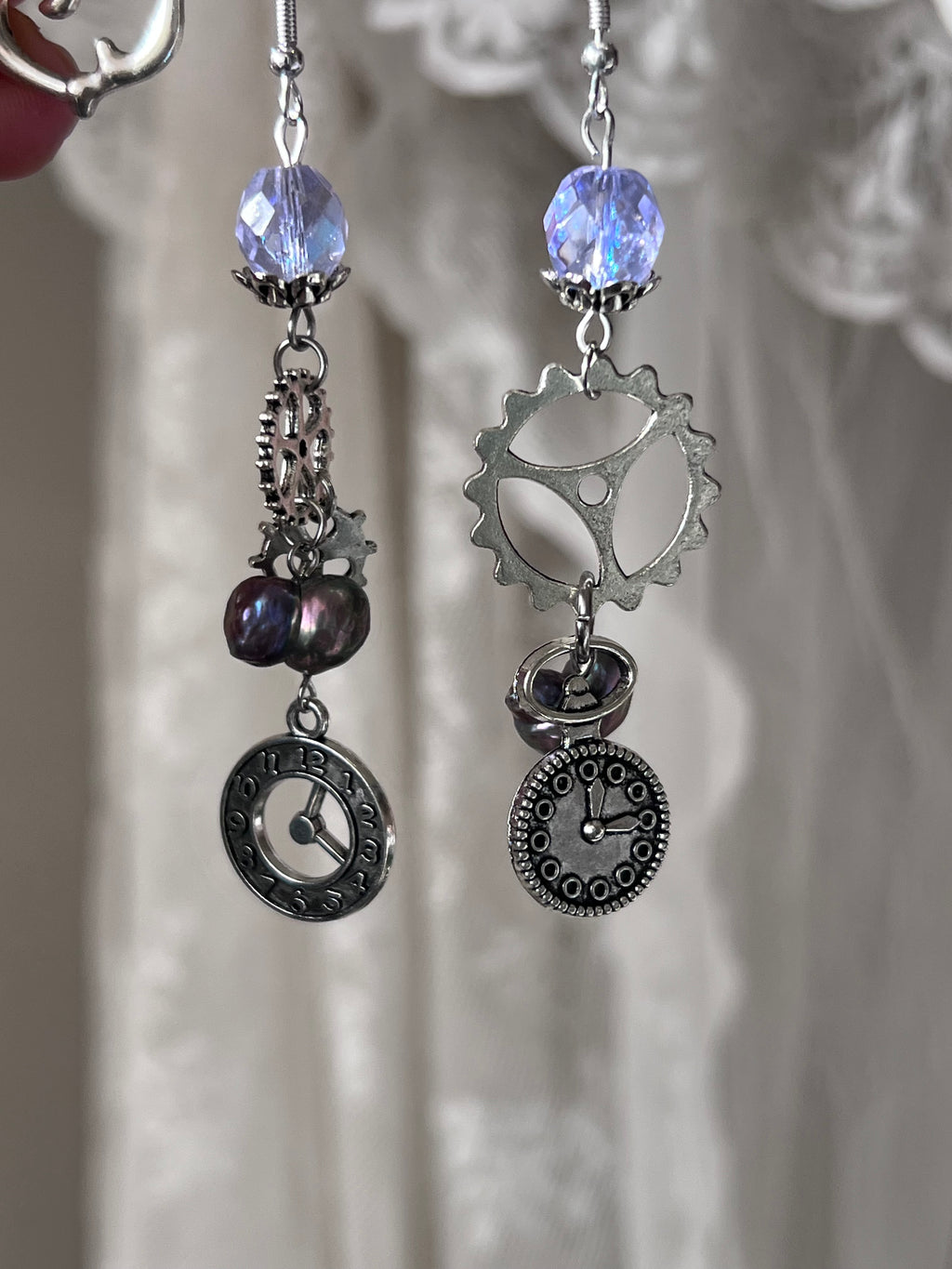 Ticking in violet earrings⋆.˚🪻༘⋆⚙️