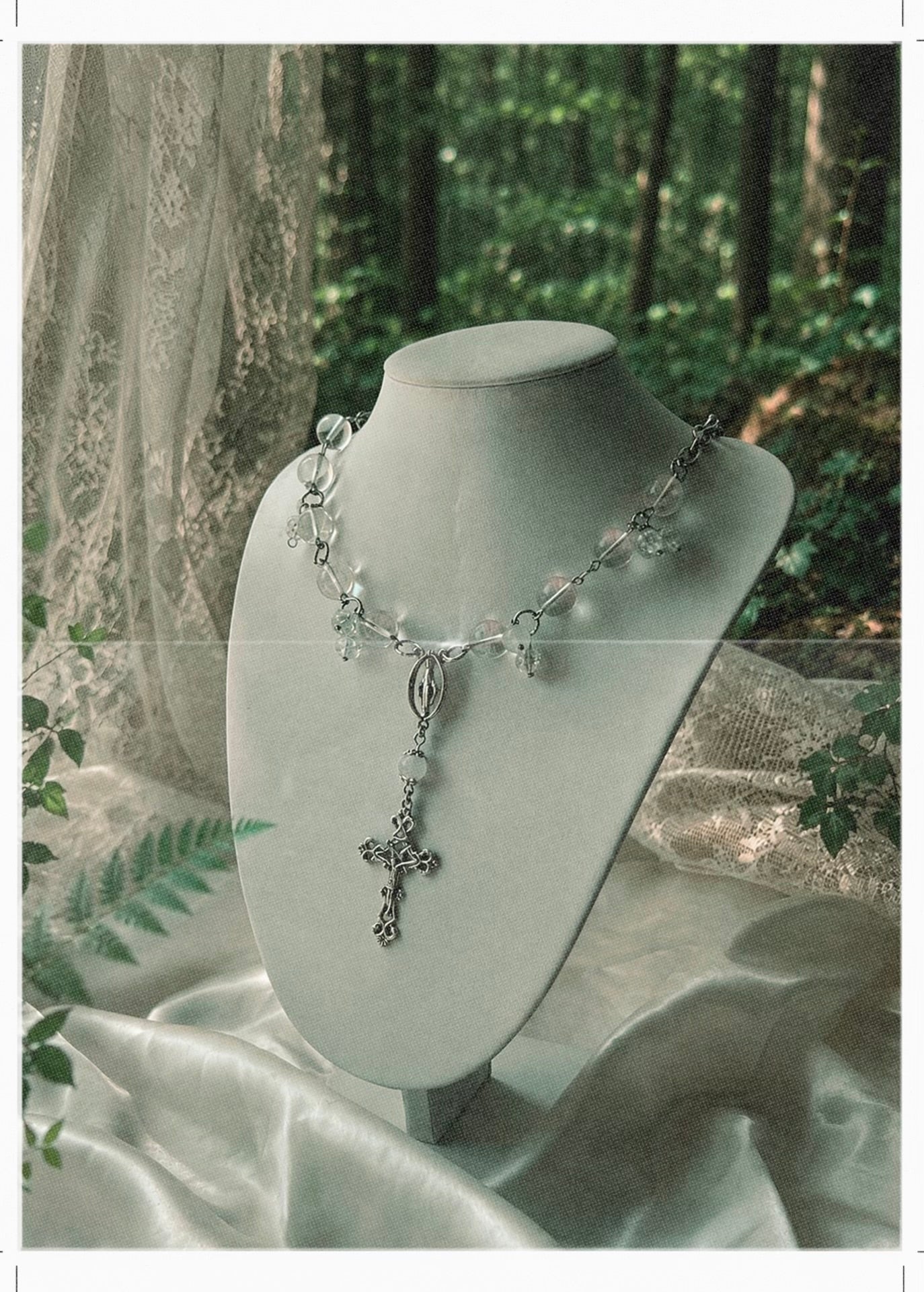Frost rosary necklace ࣪ ִֶָ🪽་༘࿐