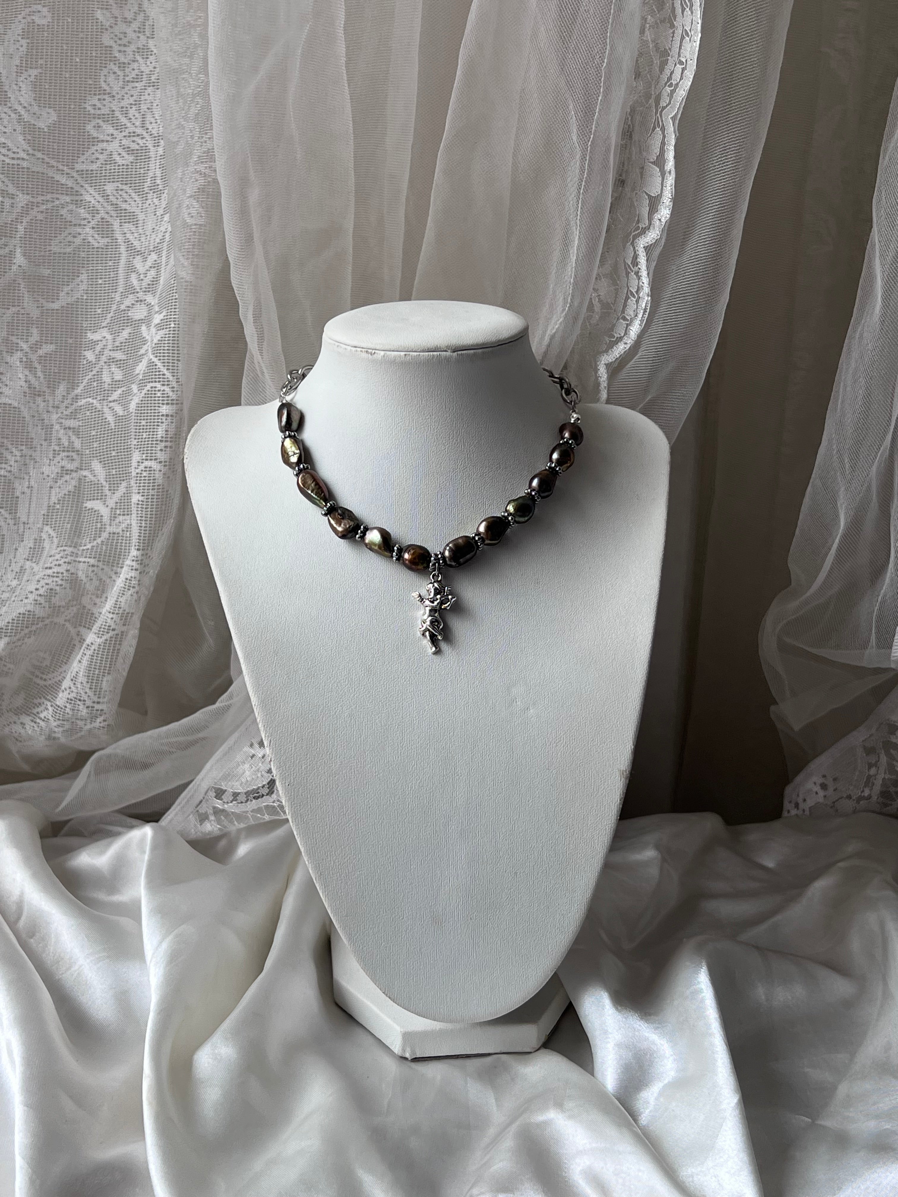 Pearl angel necklace ✦˚ ༘⋆♡｡˚